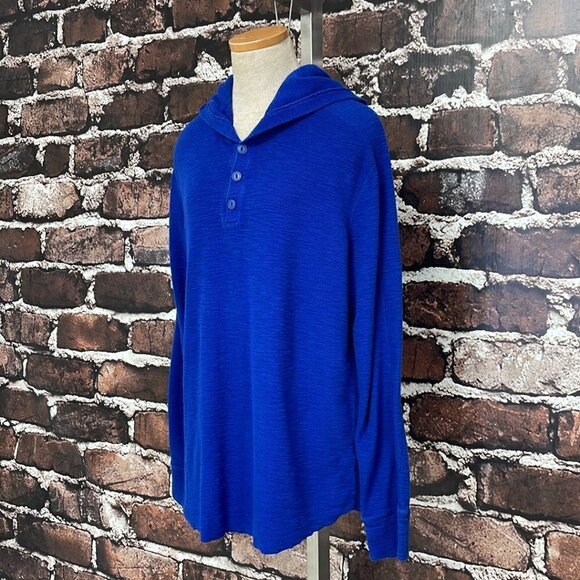 Vince Men's Sweater Lightweight Pullover Hoodie Buttons Blue Size X Large XL - Picture 6 of 13